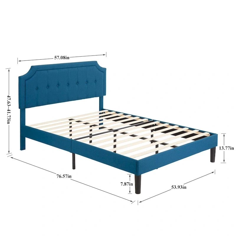 Modern Upholstered Bed Frame with Height Adjustable Headboard, No Box Spring Needed