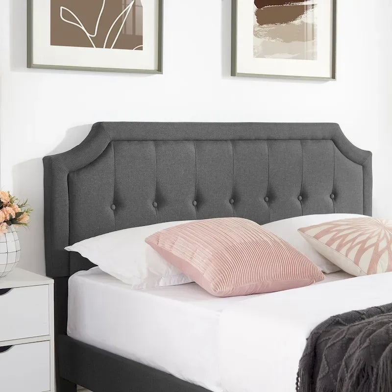 Modern Upholstered Bed Frame with Height Adjustable Headboard, No Box Spring Needed