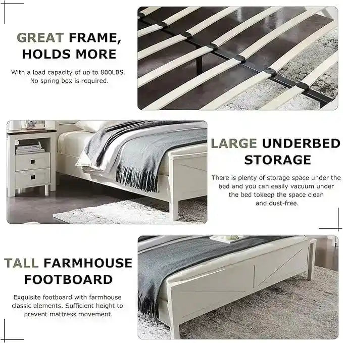 Bettgestell im Landhausstil für Kingsize-Bett mit Ablagefächern und Ladestation