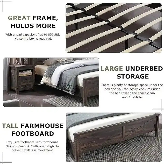 Bettgestell im Landhausstil für Kingsize-Bett mit Ablagefächern und Ladestation