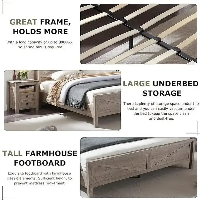 Bettgestell im Landhausstil für Kingsize-Bett mit Ablagefächern und Ladestation