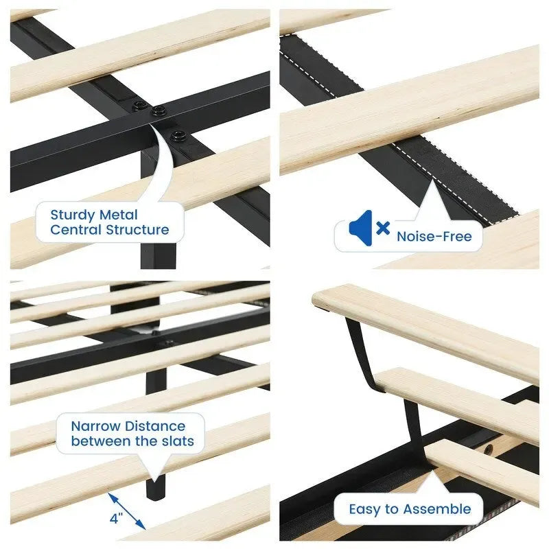 Cadre de lit flottant grand format avec éclairage LED