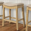 Saddle-Seat Wood Bar Stool with Upholstered Seat