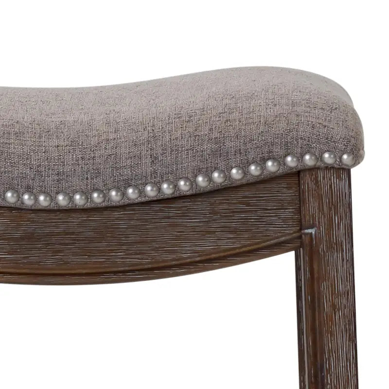 Saddle-Seat Wood Bar Stool with Upholstered Seat