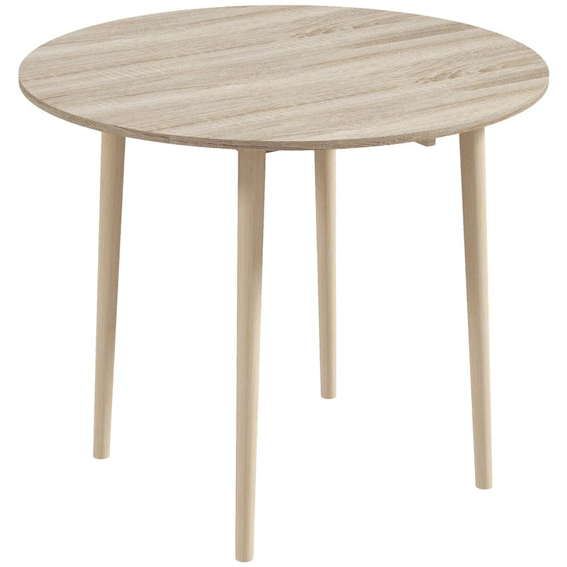 35 Round Folding Dining Table, Collapsible Drop Leaf Table for Small Spaces, Small Kitchen Table with Solid Wood Legs