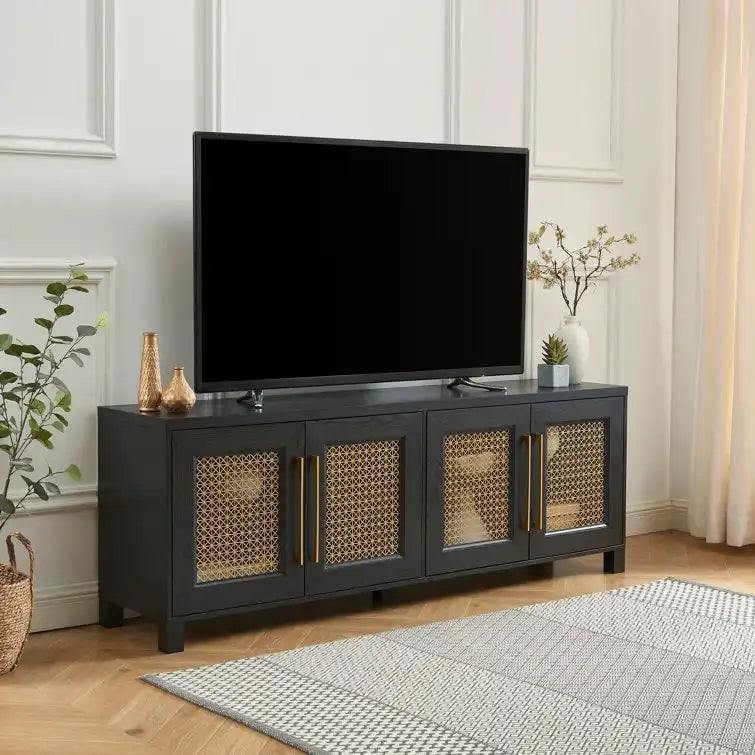 69,5-Zoll-TV-Ständer aus Holz, Medienkonsole, Entertainment-Center