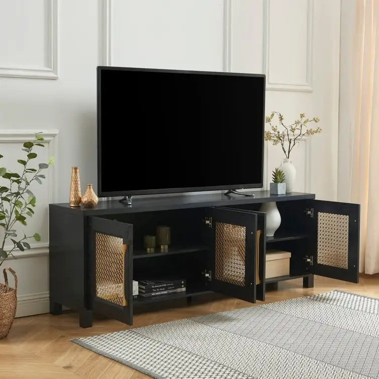 69,5-Zoll-TV-Ständer aus Holz, Medienkonsole, Entertainment-Center