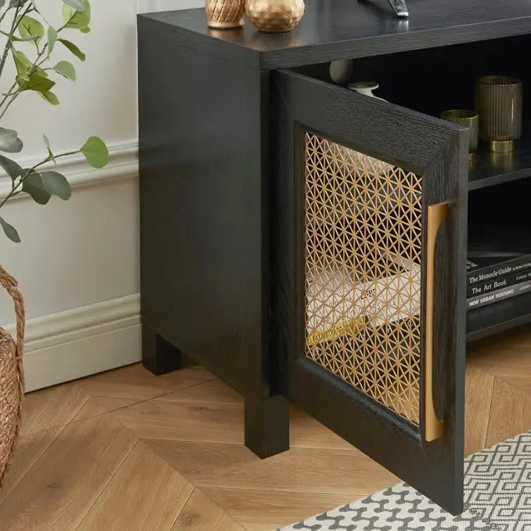 69,5-Zoll-TV-Ständer aus Holz, Medienkonsole, Entertainment-Center