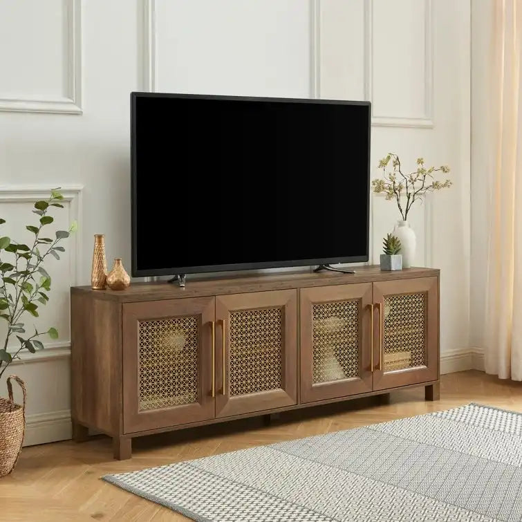 69,5-Zoll-TV-Ständer aus Holz, Medienkonsole, Entertainment-Center