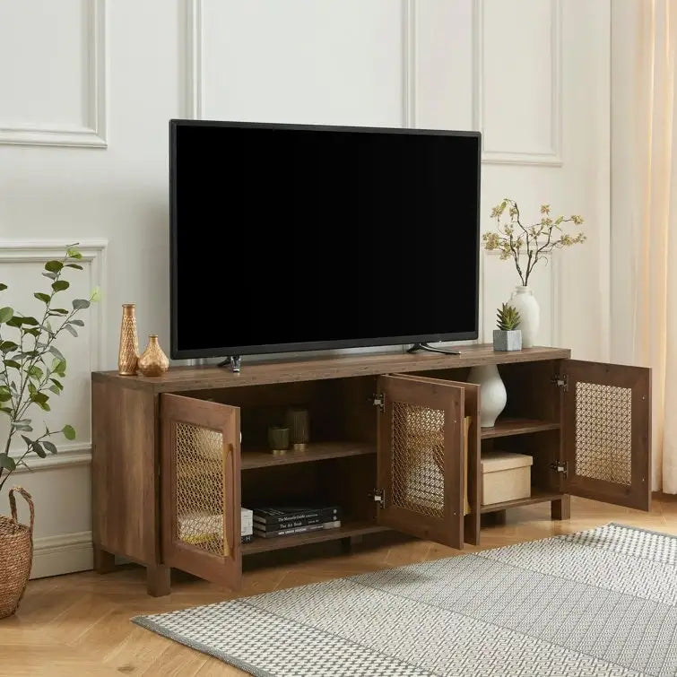 69,5-Zoll-TV-Ständer aus Holz, Medienkonsole, Entertainment-Center