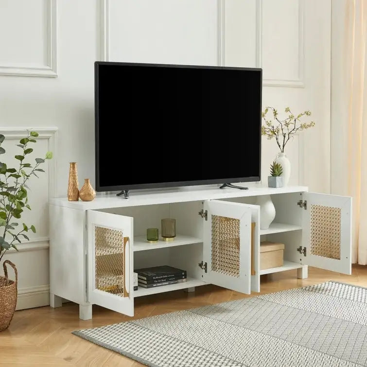 69,5-Zoll-TV-Ständer aus Holz, Medienkonsole, Entertainment-Center