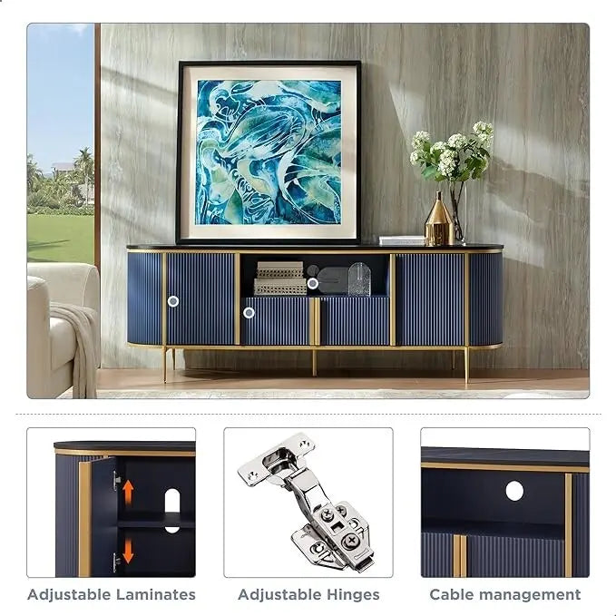 Moderní luxusní televizní stolek, centrum domácí zábavy s horní deskou z imitace mramoru