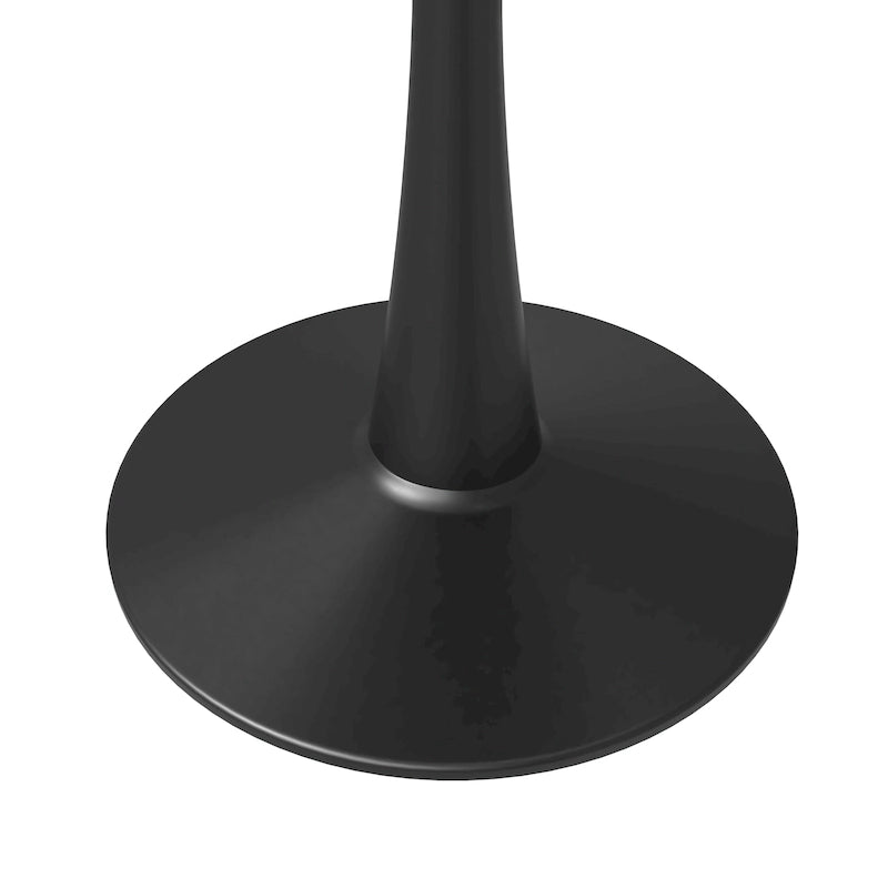 35 Round Dining Table for 4 with Sintered Stone Tabletop in Black Base for Kitchen & Dining Room