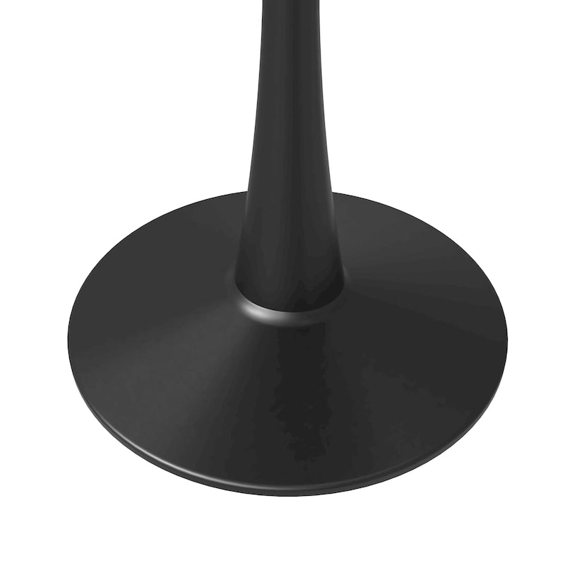35 Round Dining Table for 4 with Sintered Stone Tabletop in Black Base for Kitchen & Dining Room