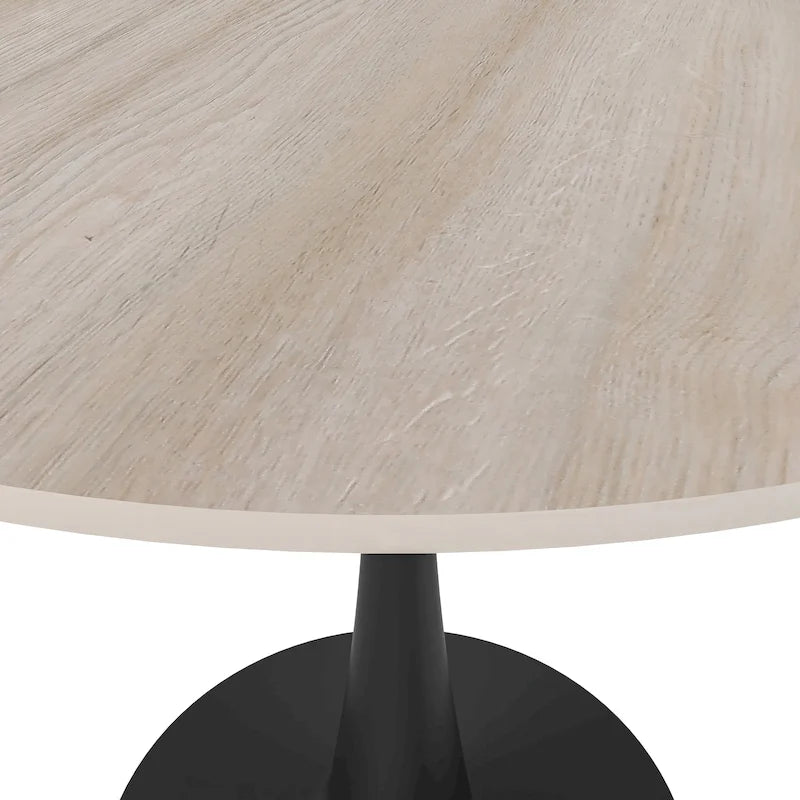 35 Round Dining Table for 4 with Sintered Stone Tabletop in Black Base for Kitchen & Dining Room