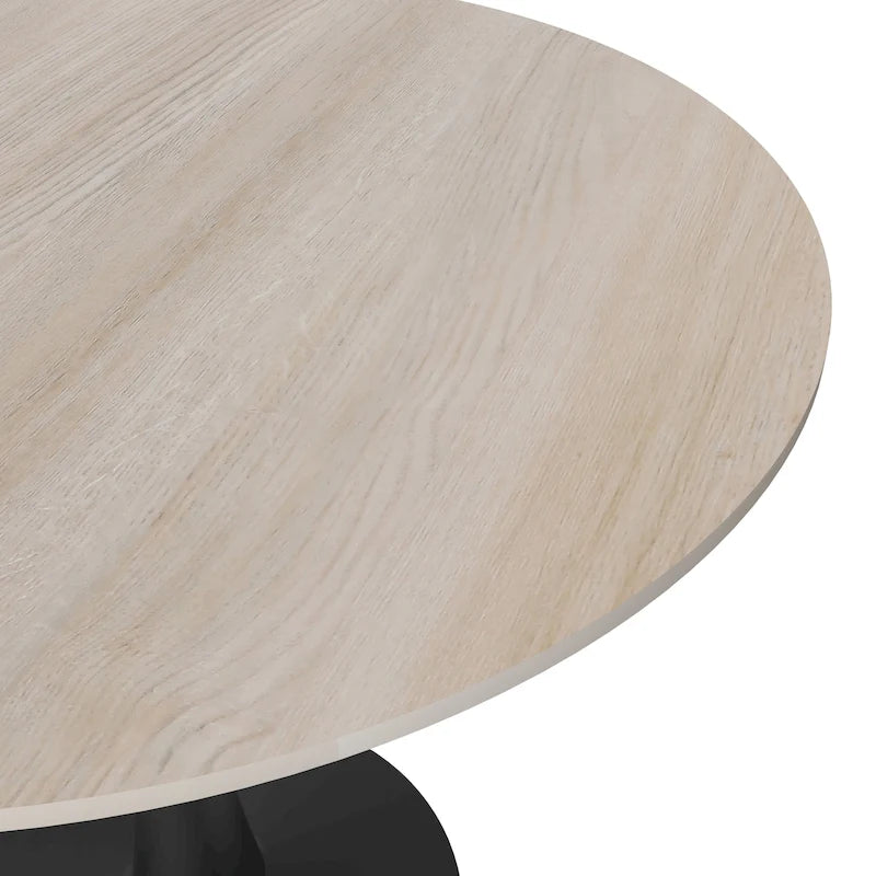 35 Round Dining Table for 4 with Sintered Stone Tabletop in Black Base for Kitchen & Dining Room